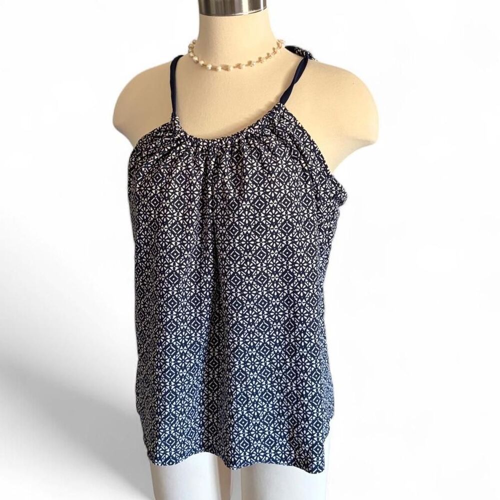 Merona blue and white floral swim tank top Size XL